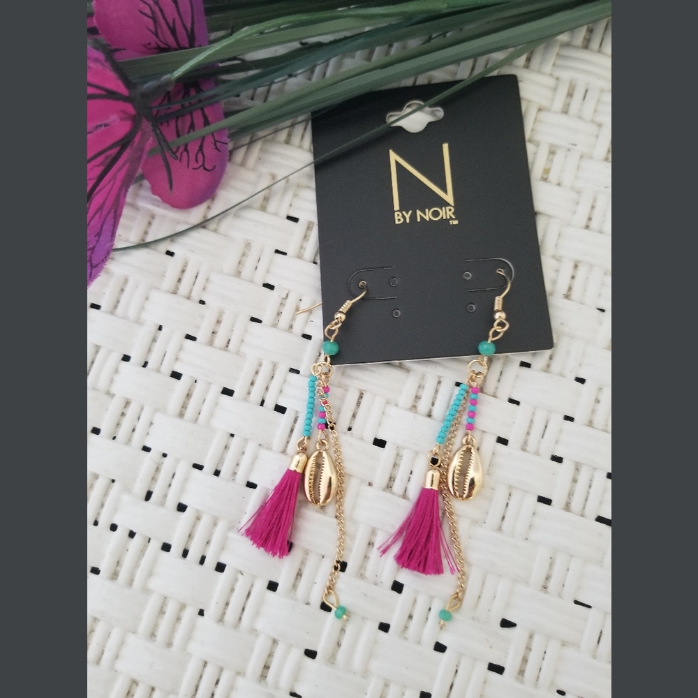 N by Noir New Tassel Shell Beads Dangle Earrings